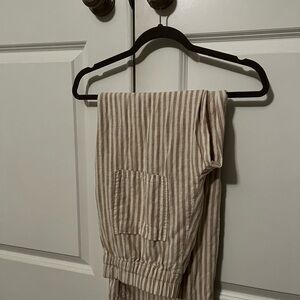 Striped Beige and White Linen Pants
